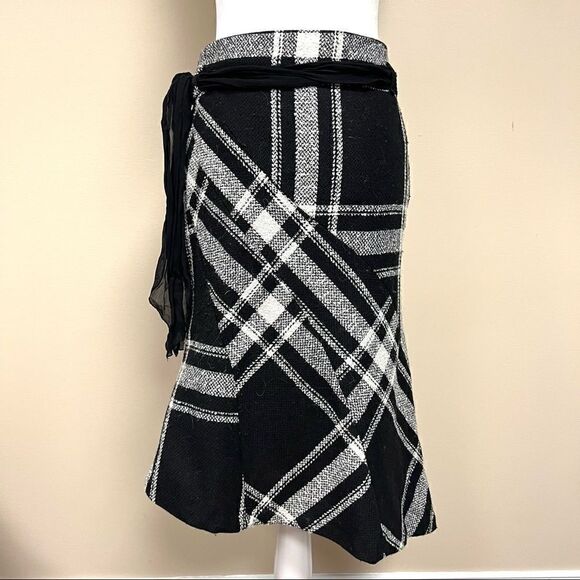 Mango wool blend plaid skirt with sash belt Size 4/6 - Picture 1 of 4